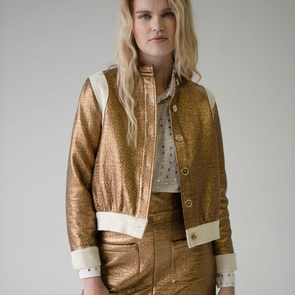 Never A Wallflower Crop Jacket in Gold Coated